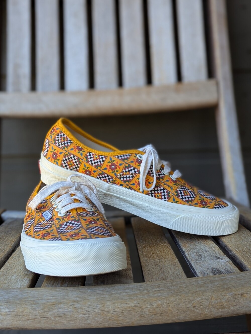 Vans Authentic 44 DX Anaheim Factory Tile Checkerboard Yellow Size W9/M7.5 - Picture 2 of 9